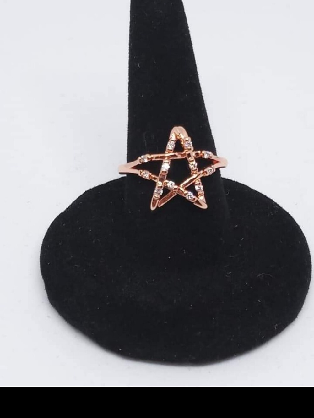 Rose Gold Plated Star Outline Ring with CZ Accents - Women Jewelry